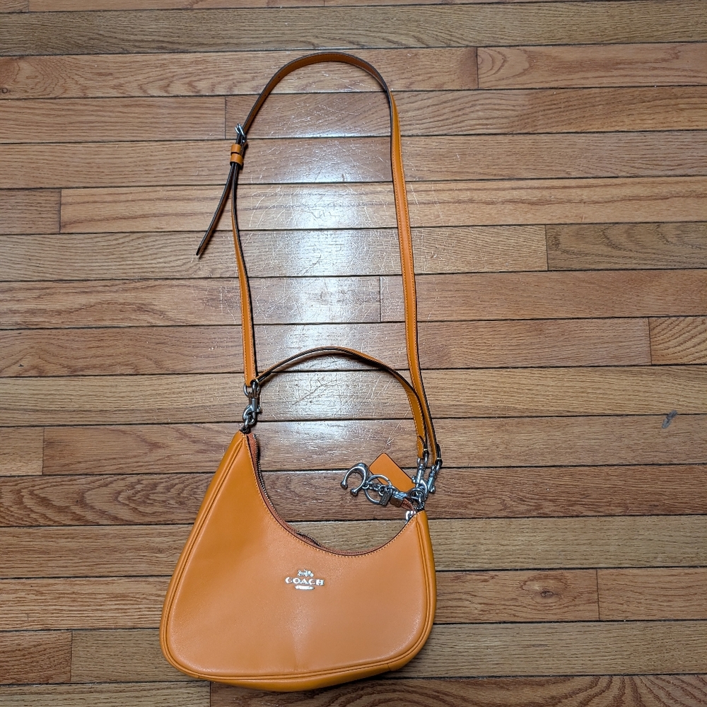 Coach Orange Leather Crescent Crossbody Bag
